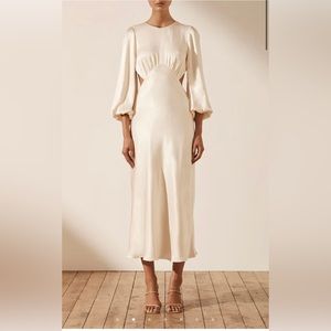 NWT Shona Joy La Lune Balloon Sleeve MIDI Cream US8